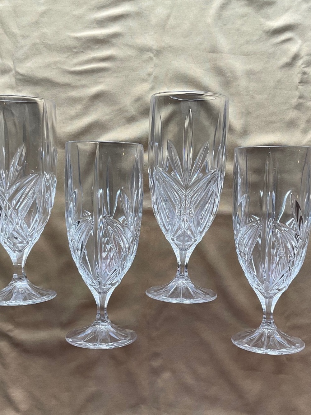 Set of 4 Godinger “Milano” Clear Crystal Iced Tea/Water Goblets